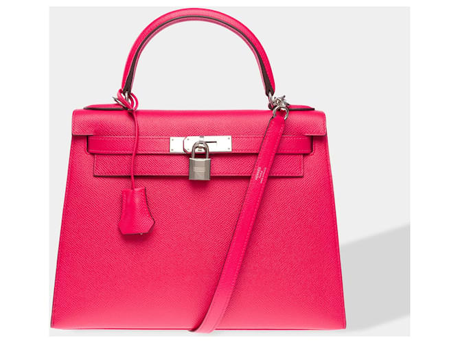 Hermès HERMES Kelly 28 Bag in Pink Leather - 101807  ref.1376536