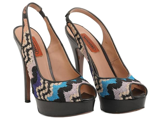 MISSONI Tacones EU 36 Tela Multicolor Lienzo  ref.1376698