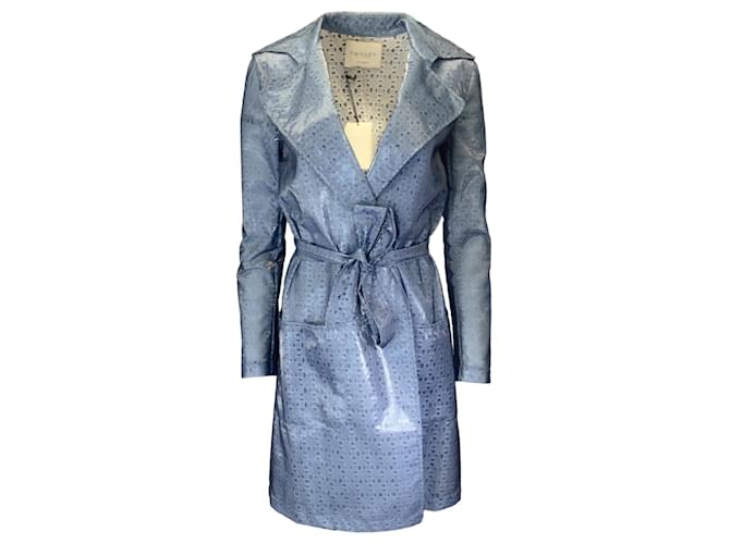 Autre Marque Twilley Atelier Blue Lace Trench Coat Polyester  ref.1376709