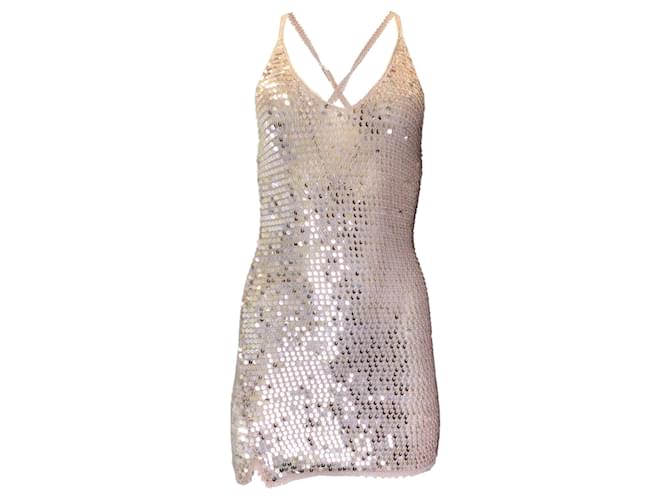 Autre Marque Retrofete Pink Sequined Knit Mini Dress Viscose  ref.1376713