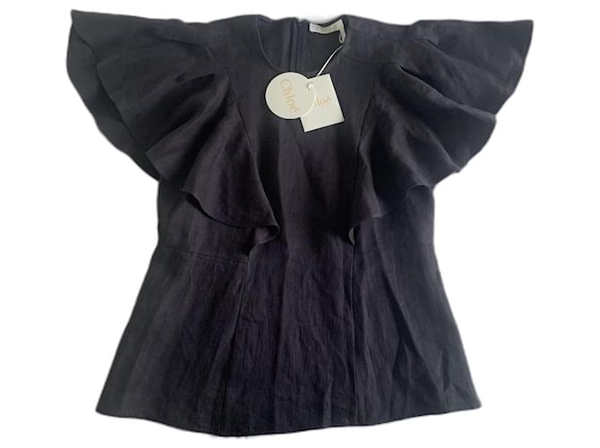 Chloé Top Blu navy Biancheria  ref.1376736