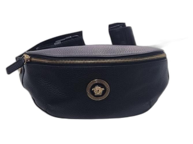 Versace sac banane en cuir noir La Medusa  ref.1376744