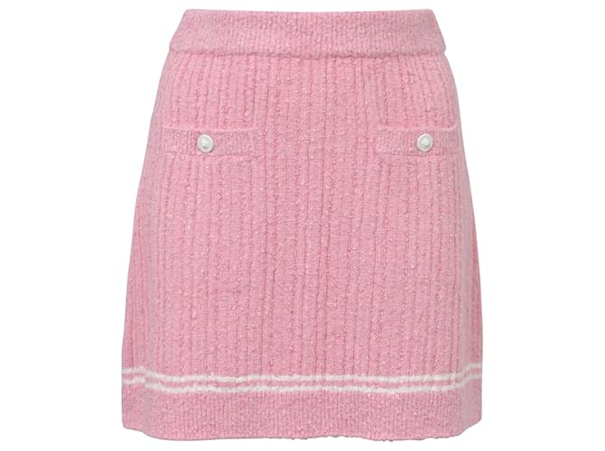 Chanel Tweed-Minirock aus rosa Viskose Pink Zellulosefaser  ref.1376748