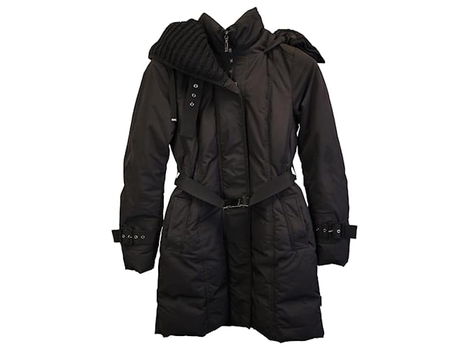 Parka Moncler con cintura in nylon nero  ref.1376755