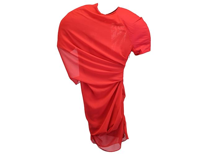Jacquemus Castagna Draped Mini Dress in Red Polyester  ref.1376758
