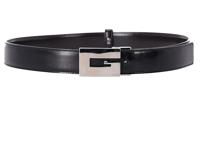 Cintura Gucci con fibbia G quadrata in pelle nera Nero  ref.1376769