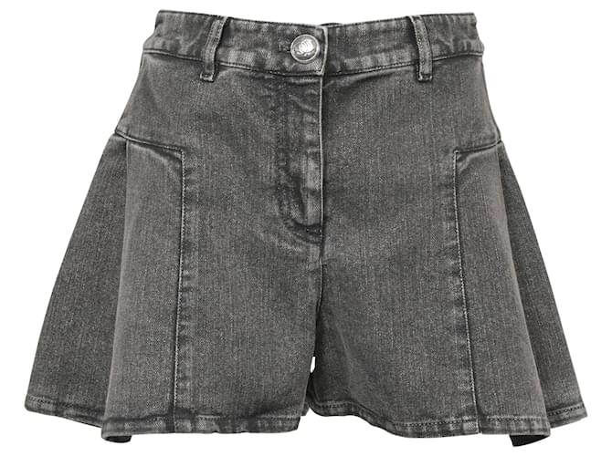 Short en jean plissé Chanel CC en coton gris Noir  ref.1376771