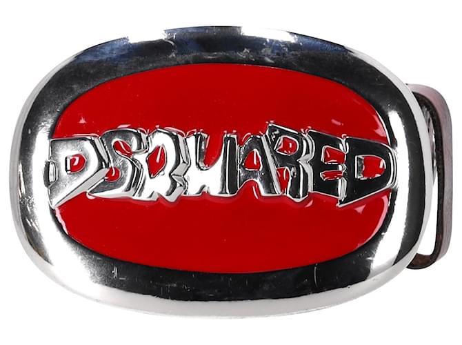Dsquared2 – Gürtel mit Schnalle und Logo-Plakette aus braunem Leder  ref.1376784