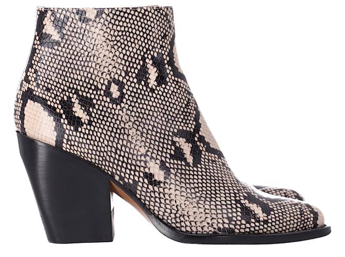 Chloé Rylee Block Heel Booties in Snakeskin Print Leather Python print  ref.1376785