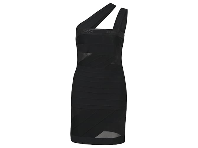 David Koma One-Shoulder Bodycon Dress in Black Nylon  ref.1376794