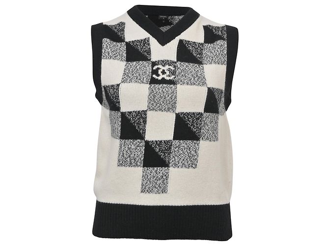 Timeless Chanel Coco Mark Strickweste aus schwarzem Kaschmir