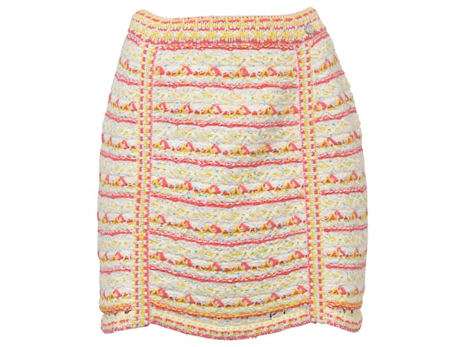 Classique Mini-jupe Chanel Tweed en coton multicolore Laine Imprimé python  ref.1376798