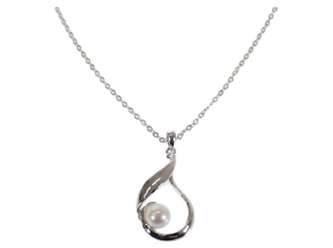 Mikimoto Silver Pearl Necklace Metal Necklace PP-365S in Excellent condition  ref.1376815