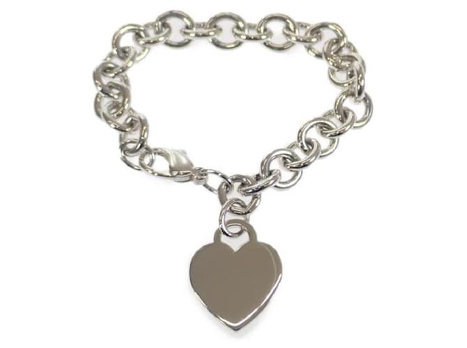 Bracciale in metallo con targhetta a cuore in argento Tiffany & Co, in condizioni eccellenti  ref.1376823
