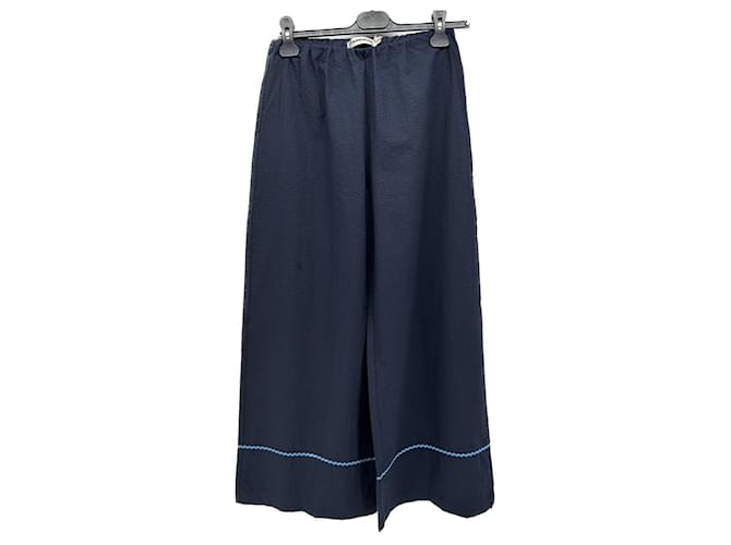 Autre Marque NON SIGNE / UNSIGNED Pantalon T.UK 16 Coton Bleu Marine  ref.1376923