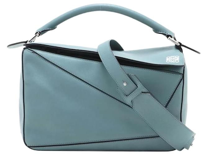 Loewe Bolsa Puzzle Azul Couro  ref.1376969