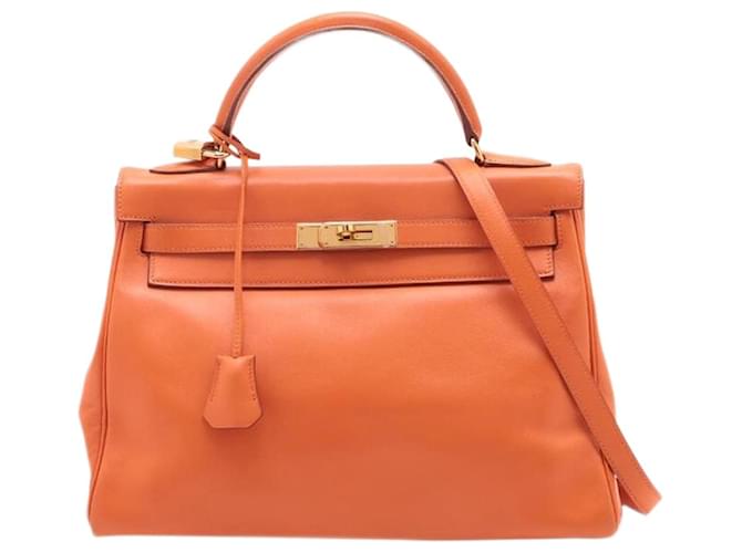 Hermès Orange vintage 1994 Kelly 32 Sellier Box Calf bag Leather  ref.1376970