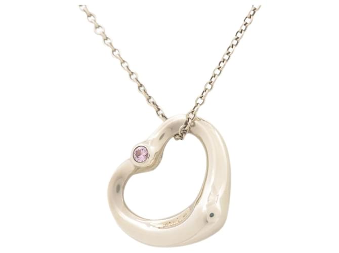 Tiffany & Co Sterling silver open heart necklace Silvery  ref.1376973