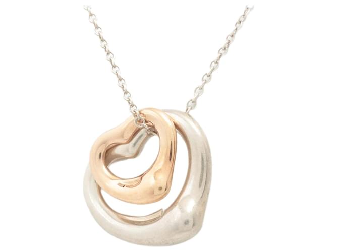 Tiffany & Co Sterling silver open heart double necklace Silvery  ref.1376976