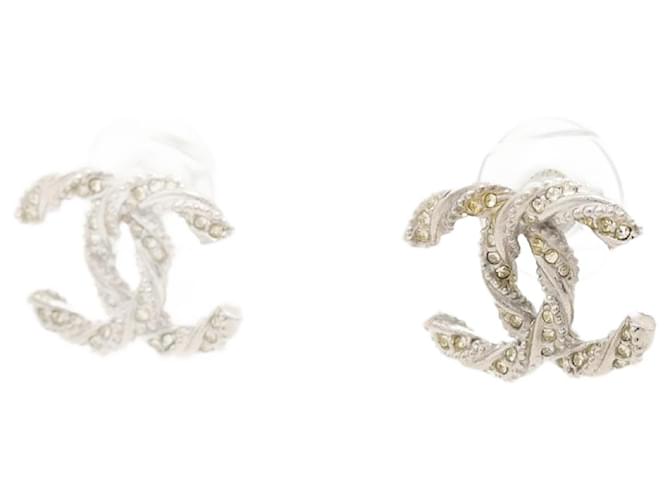 Chanel Silver CC twisted earrings Silvery Metal  ref.1376981