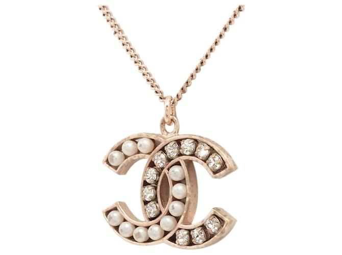 Chanel Colar CC de ouro Prata Metal  ref.1376984