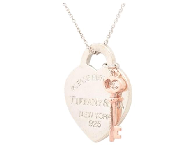 Tiffany & Co Sterling silver heart & key necklace Silvery  ref.1376986