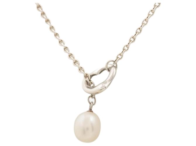 Tiffany & Co Collier de perles Lariat à cœur ouvert en argent sterling Argenté  ref.1376989