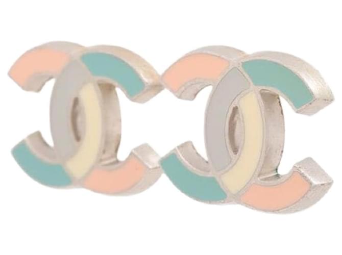 Chanel Boucles d'oreilles CC plaquées or multicolores Doré  ref.1376990