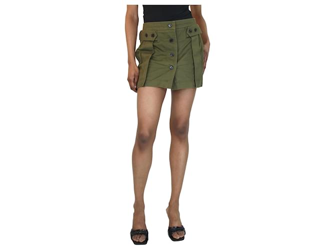 Saint Laurent Green mini button-up twill skirt - size UK 6 Cotton  ref.1377014