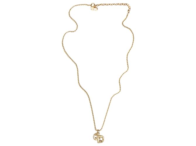 Christian Dior Gold bejewelled CD necklace Golden  ref.1377018