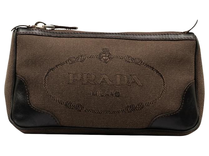 Pochette à cosmétiques Prada Toile Marron  ref.1377055