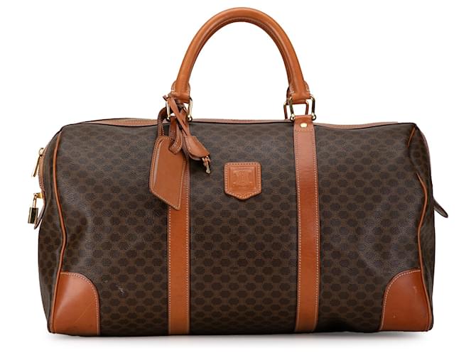 Céline Borsa da viaggio Macadam Celine Brown Marrone Pelle Tela Vitello simile a un vitello Panno  ref.1377091