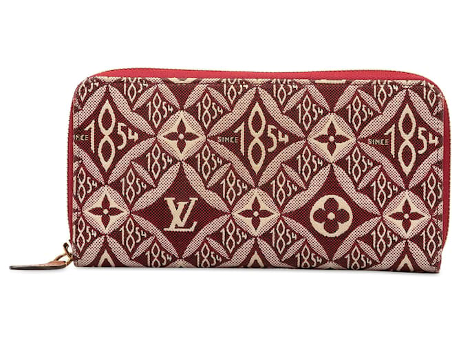 Zippy Louis Vuitton Cartera larga con cremallera en jacquard con monograma rojo desde 1854 Roja Paño  ref.1377132