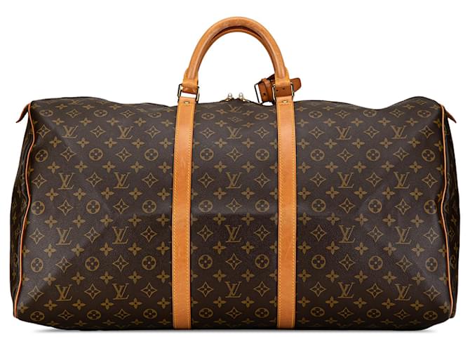 Louis Vuitton Brown Monogram Keepall 60 Leather Cloth  ref.1377150