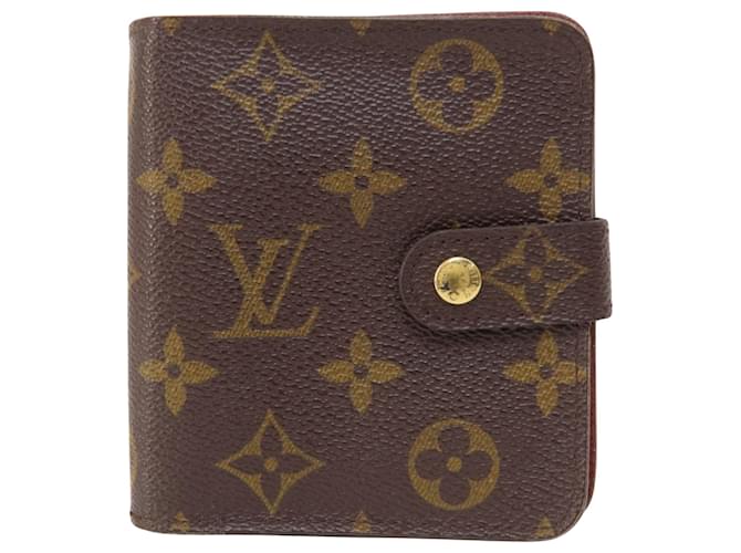 Louis Vuitton Compact zip Marrom Lona  ref.1377321