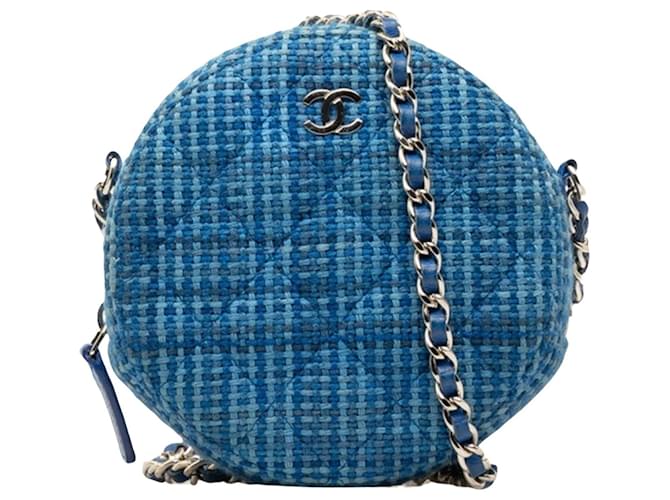 Timeless Chanel Pocket In The City Blau Tweed  ref.1377492