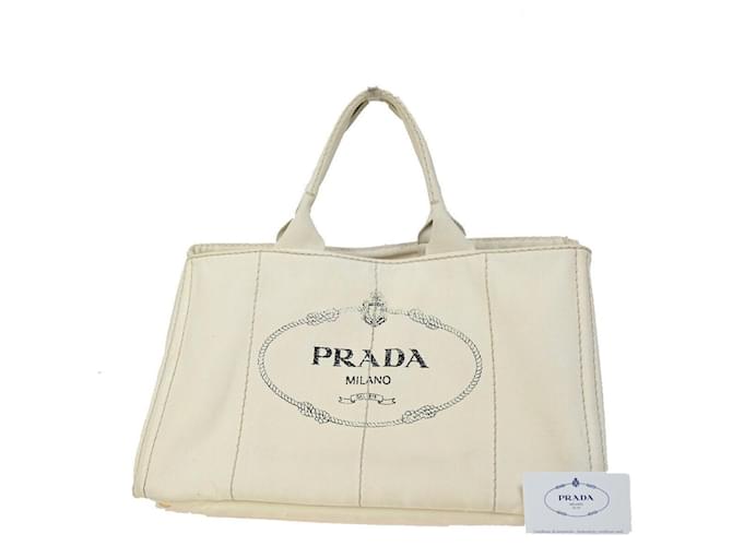 Prada Canapa Bianco Tela  ref.1377494