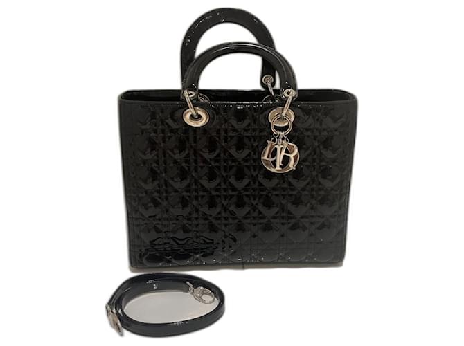 Lady Dior Dior Borse Nero Pelle verniciata  ref.1377554