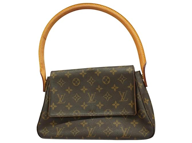 Louis Vuitton Mini looping Marrom Lona  ref.1377584