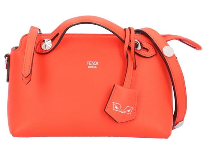 Fendi By The Way Mini Naranja Cuero  ref.1377715