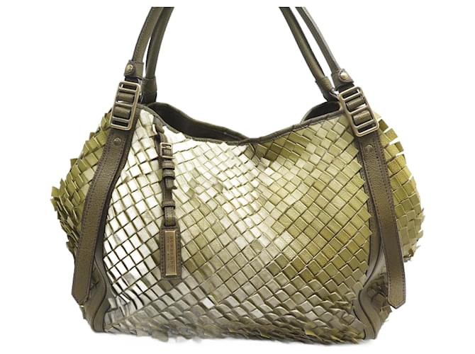 BOLSO DE MANO BURBERRY DE PIEL CAQUI BOLSO DE MANO DE PIEL CAQUI Cuero  ref.1377736