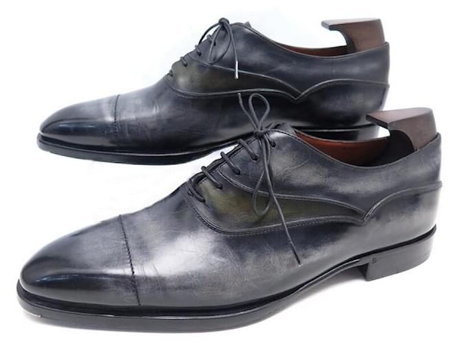 BERLUTI SHOES RICHELIEU RIGHT TOE 8 42 PATINA LEATHER SHOES Grey  ref.1377741