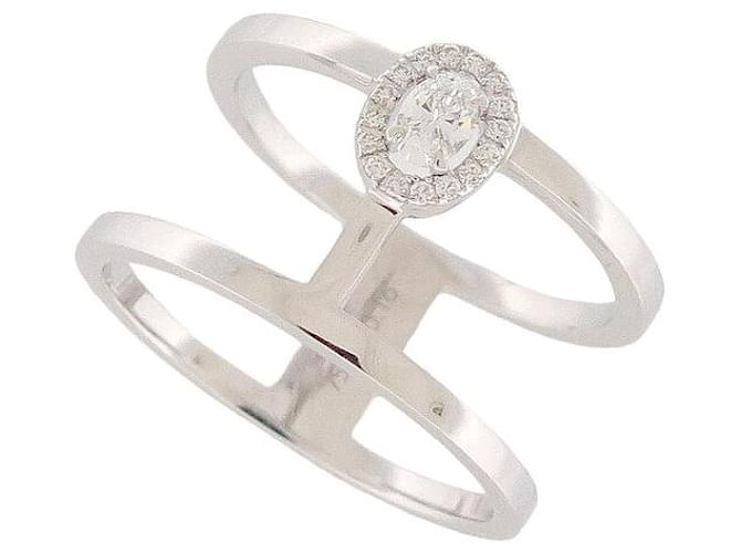 NEW MESSIKA GLAM'AZONE 2 ROW RING 06173 IN 18K WHITE GOLD DIAMOND 0.16CT Silvery  ref.1377752