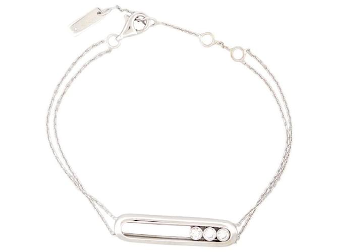 NEW MESSIKA MOVE CLASSIC lined CHAIN BRACELET 14-18 18K GOLD NEW STRAP Silvery White gold  ref.1377753
