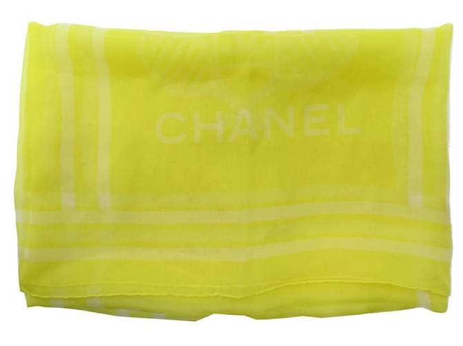 NEW CHANEL SCARF STOLE 69 X 180 CM IN YELLOW SILK CHIFFON SCARF  ref.1377771