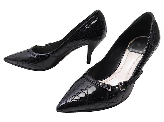 CHRISTIAN DIOR SHOES CANNAGE BUCKLE PUMPS KCA261VNI 35 SHOES Black Patent leather  ref.1377779