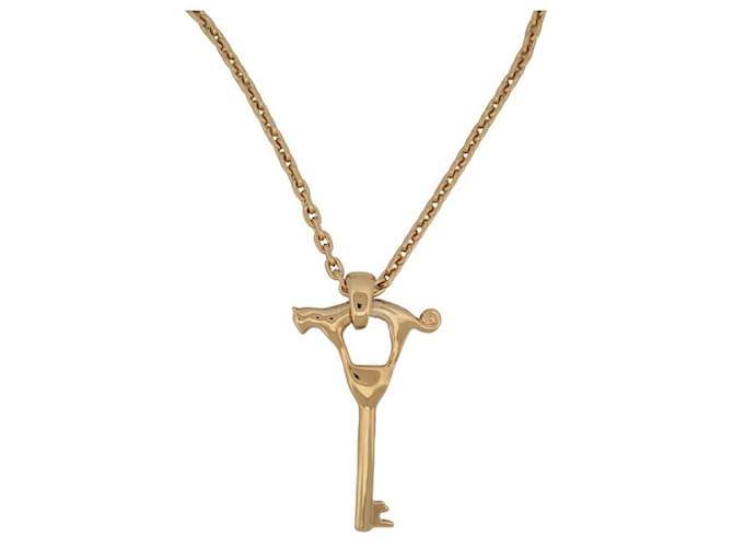 NEUF COLLIER LANVIN PENDENTIF CLE 54-66 EN METAL DORE NECKLACE PENDANT Métal Doré  ref.1377793