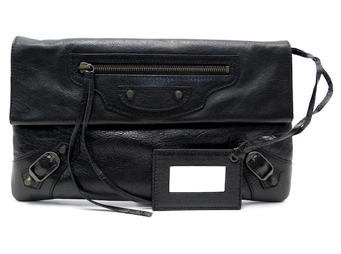NEW BALENCIAGA ENVELOPE HAND POUCH BAG 224915 IN BLACK CLUTCH LEATHER  ref.1377802