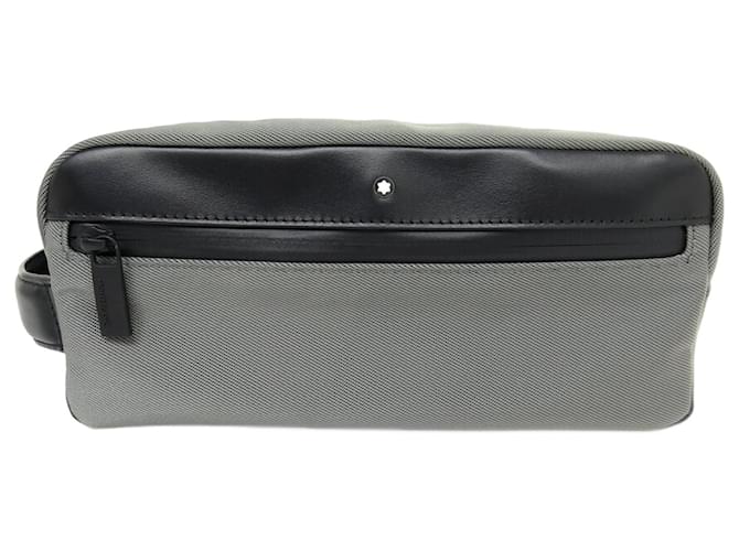 NEUF TROUSSE DE TOILETTE MONTBLANC NIGHTFLIGHT WASH BAG 126664 TOILE & CUIR Gris  ref.1377807