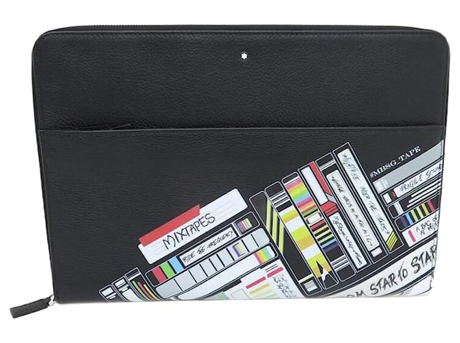 NEW MONTBLANC MEISTERSTUCK SOFT GRAIN MIX TAPES CLUTCH POUCH MB123731 Black Leather  ref.1377809